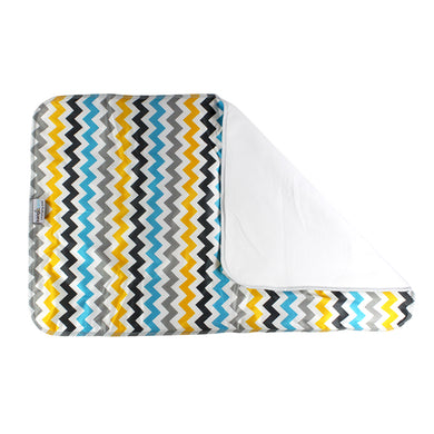 Kanga Care Changing Pad & Sheet Saver - Charlie (blue, grey and yellow chevron)